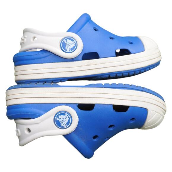 Kids Crocs Blue & White Clog Sandals Size C6 Slip-On Comfort Shoes - Picture 4 of 7
